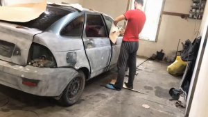 Покраска  Lada Priora в сверхпрочное покрытие МОЛОТ от Rubber Paint