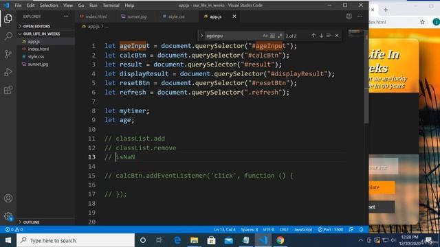 Introducing classlist and isNan Methods | HTML + CSS + JS Complete Course