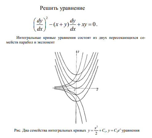 Решить диф. уравнение и построить интегральные кривые