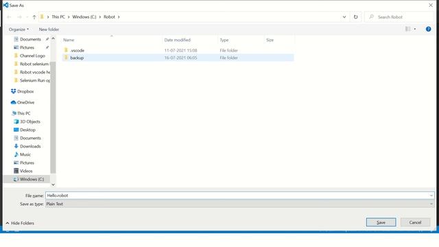 RobotFramework Hello World Program in Visual Studio Code