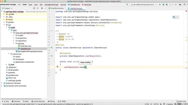 Full Stack Development With Spring Boot And MongoDB : 8-User Service Implementation смотреть онлайн