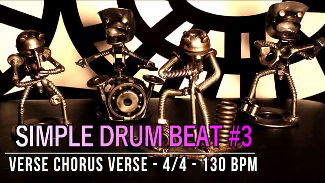 130 BPM - Simple Beat #3 - 4/4 Straight Rock Drum Track - Metronome - Drum beat смотреть онлайн