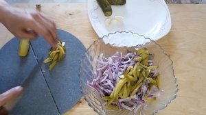 Салат "Шахтёрский". Салат из мяса и Солёных Огурцов.