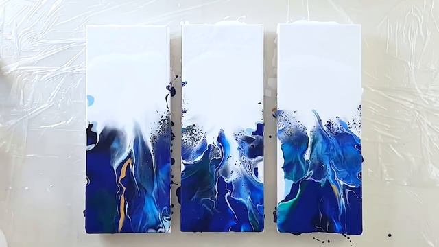 Brilliant in Blues - 9 Acrylic Pouring Paintings - WOW Ocean Fluid Art смотреть онлайн