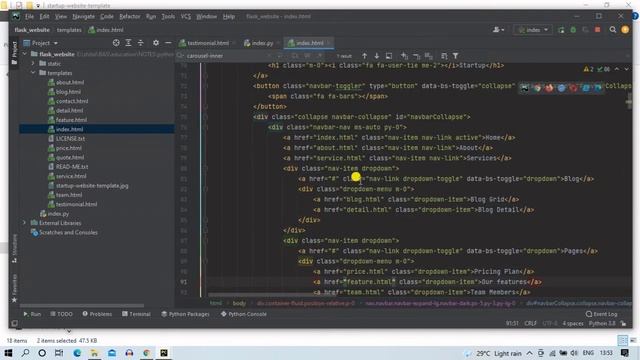 Use any html template in Flask |Template Inheritance in Flask[Hindi] | Flask tutorial #18