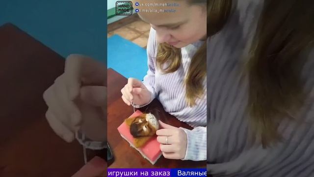 Мастер класс валяная брошь КОТ (felting, handmade, валяние из шерсти, ручная работа, сухое валяние)