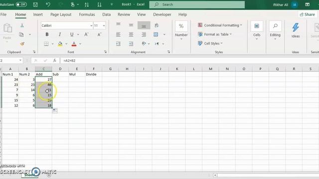 Basic arithmetic operation in Microsoft Excel, MS Excel addition, sub/Minus, mul and division