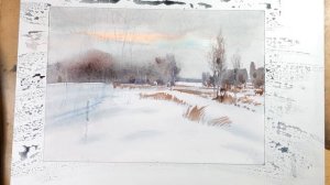 20201225  Снежные поля акварелью. Watercolor snow field