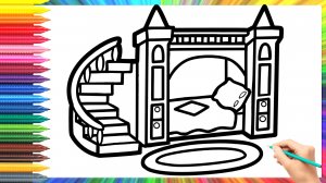 Как нарисовать кровать замок для детей