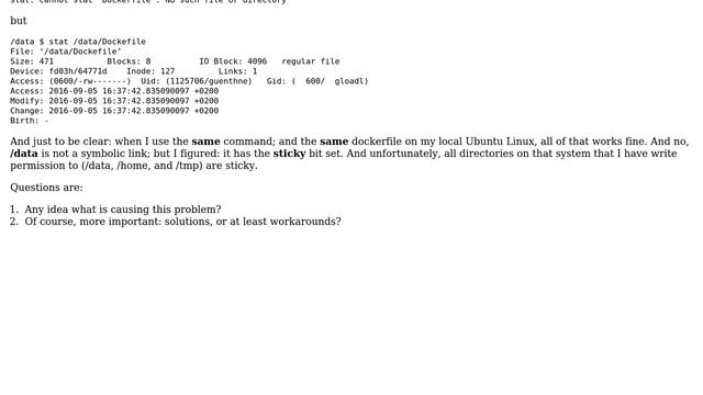 docker build fails to use Dockerfile in \*\*sticky\*\* directory? смотреть онлайн