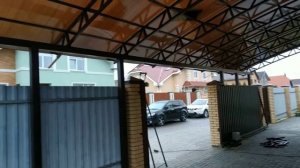 Полуарочный навес к дому. Ширина 7м длина 14м