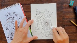 Рисуем цветочный арт черными линерами с нуля. Урок 3: Обводка и детализация линером