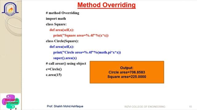 Lecture-14:  Inheritance, Polymorphism & Exception in python