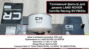 Распил топливного фильтра Carville Racing SVY8022x (аналог МАНН WK 8022 x)