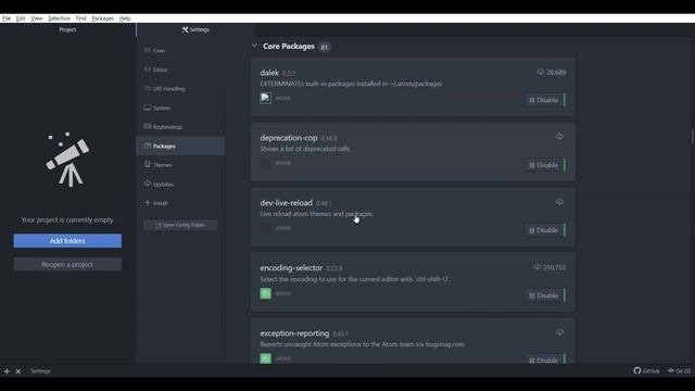 Install Atom.io packages  #2