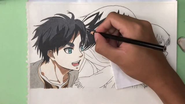 100 SUB: Attack on Titan [進撃の巨人] - Eren, Mikasa & Armin #animeart #attackontitan #eren #mikasa