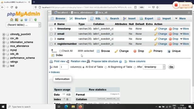 Implementation Explanation for online classroom attendance maintenance created using WAMP PHP TAMIL