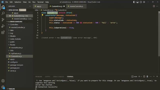 #92 Creating a Custom Error class | Error Handling in Express | A Complete NODE JS Course