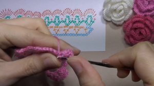 Как связать РОЗОЧКУ крючком.Вязание по схеме.Урок вязания для начинающих.