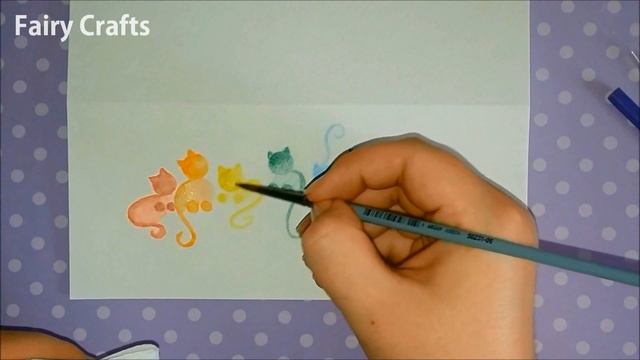 DIY: ОТКРЫТКА "РАДУЖНЫЕ КОТИКИ" своими руками | Greeting Card with Rainbow Cats смотреть онлайн