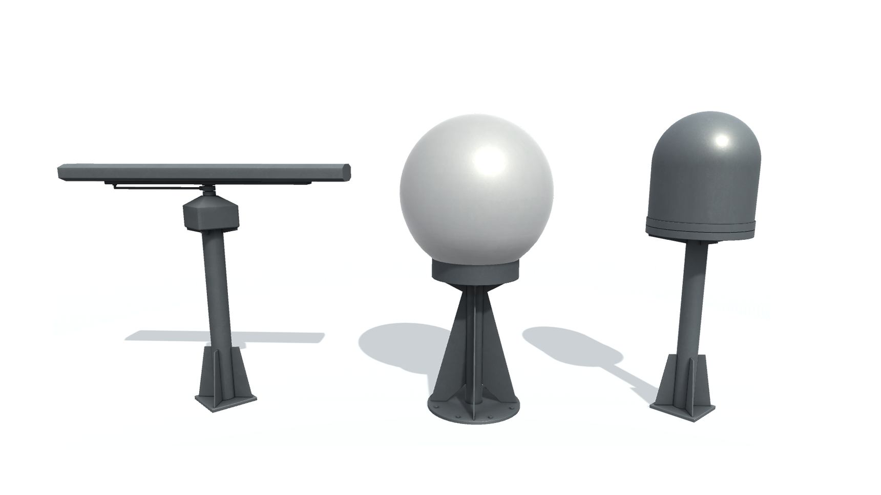 3D models. Fictional Ship radar 1,2,3. Радар.