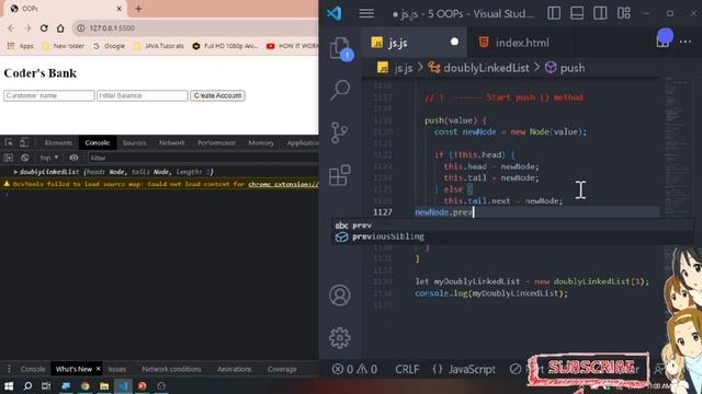 Data Structure JS doublyLinkedList constructor push pop unshift
