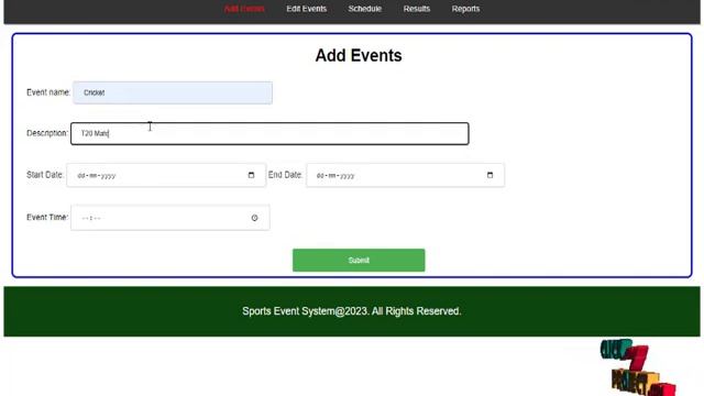 PHP WEB Application Project - Sports Event Management System - ClickMyProject