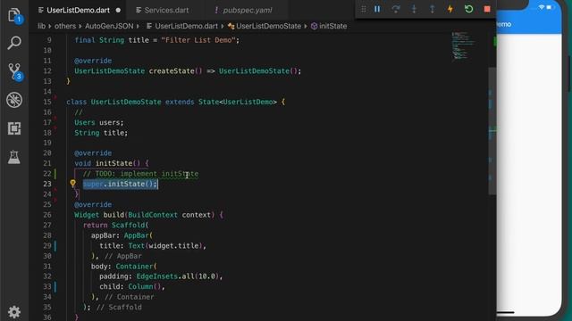 #Google's Flutter Tutorial-Generate JSON Models,Filtering ListViews,Delay Searching-coderzheaven.co