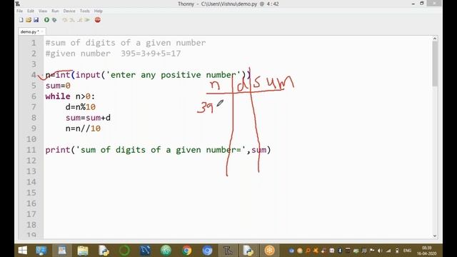 Sum of Digits of a  given Number in Python | Programs in Python | Python Interview Questions