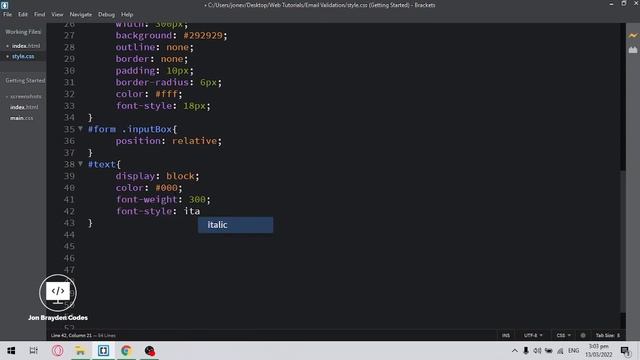 How To Create Email Validation in HTML CSS JavaScript | Website Email Validation | Jon Brayden Code