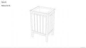 Урна B. Чертёж. Refuse bin B. Drawings.