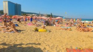 Золотые пески Болгария. Прогулка по пляжу Золотые пески - Август 4K