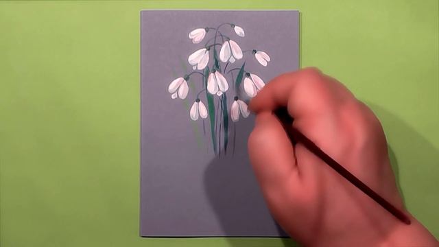 Snowdrops Greeting Card - Gouache Painting  IOTN
