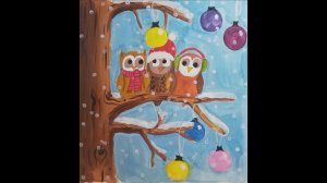 Нарисовать совят (гуашь)