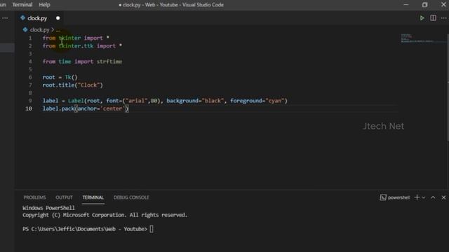 How to make Clock using Python || Python tutorial || Python for Beginners || Jtech Net