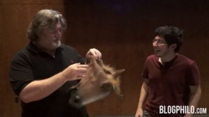 Gabe Newell Horsing Around with a Fan