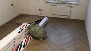 Французская елочка, кварцвинил монтаж / installation vinyl floor