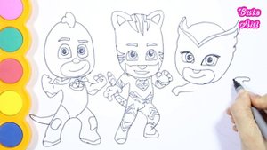 ГЕРОИ В МАСКАХ Мультик-Раскраска | Кэтбой, Алетт, Гекко Раскраска для детей PJ Masks