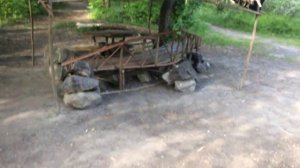 Столик круглый и диван из орешника место 2