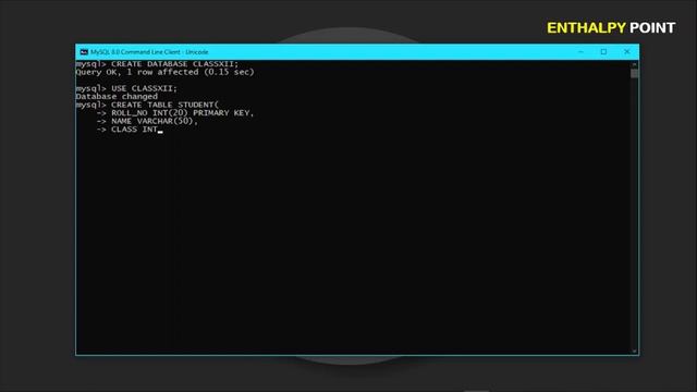 CREATE TABLE MYSQL CLASS XII CBSE #MYSQLCLASS12CBSE