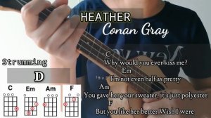 HEATHER - Conan Gray | Ukulele Tutorial-Cover