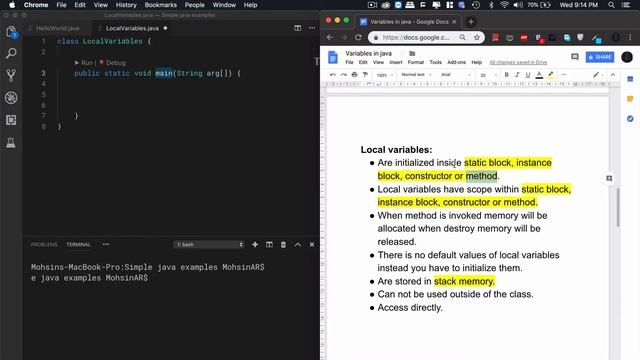 Java Tutorial For Beginners 9 - Types of Variables in java Step by Step understand
