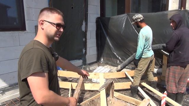 Бетонная отмостка дома, парковка, дорожка | заливка бетононасосом