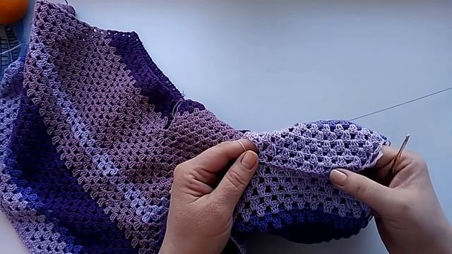 Кофта крючком. Перевернутый реглан крючком. Knitting offset raglan.