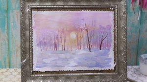 Как нарисовать Зимний пейзаж гуашью для начинающих