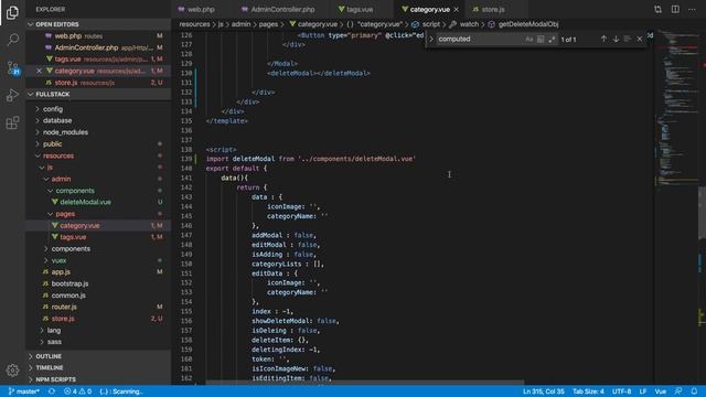 Delete category using reusable delete component using vuex and watch | Laravel Vue Development - 18