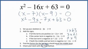 How to Solve x^2 - 16x + 3 = 0 by Factoring