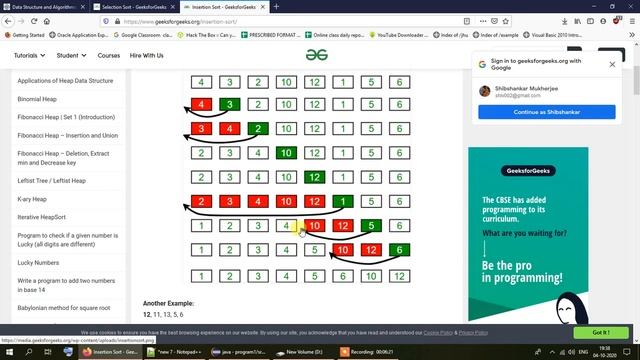Insertion sort in Java смотреть онлайн