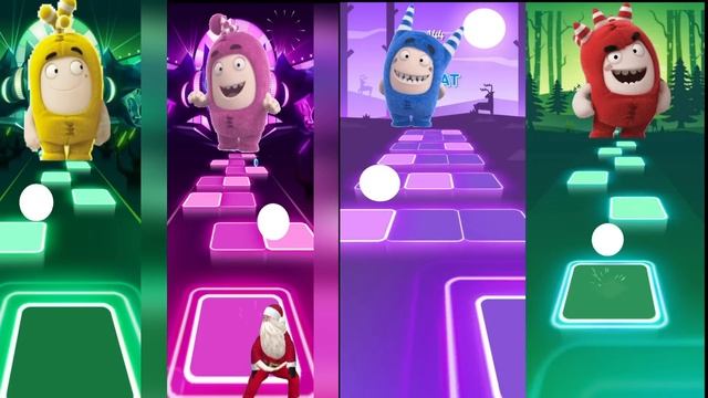 Oddbods Jeff VS Oddbods Pogo VS Oddbods Zee VS Oddbods Fuse Tiles Hop EDM Rush!Dancing Santa. смотреть онлайн