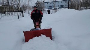 Уборка снега, мотоблоком МТЗ БЕЛАРУС 012WM WEIMA 188F, Саха Якутия, п.Светлый, 9.03.2023г.